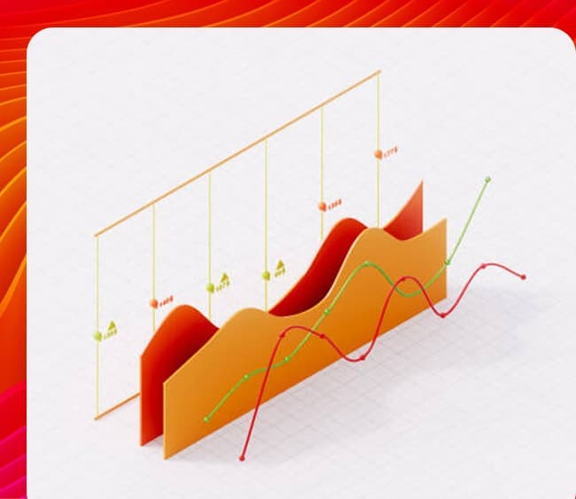 illustration of a line graph and bar chart representing data trends.